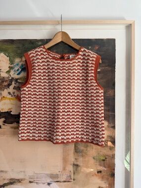 ESCVDO cropped striped crocheted cotton tank